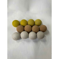 Balles liège (x12) mélange brut-blanc-jaune 